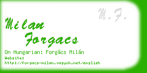 milan forgacs business card